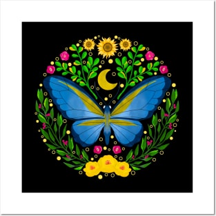 Flying Floral Butterfly Posters and Art